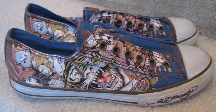 Ed Hardy Ladies Low Rise Dublin Chocolate/Blue Size 8 Tiger Print ...