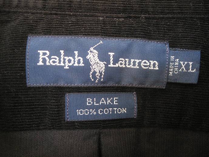 Polo Ralph Lauren Black Mens Long Sleeve Cordoroy Blake Shirt XL Black ...