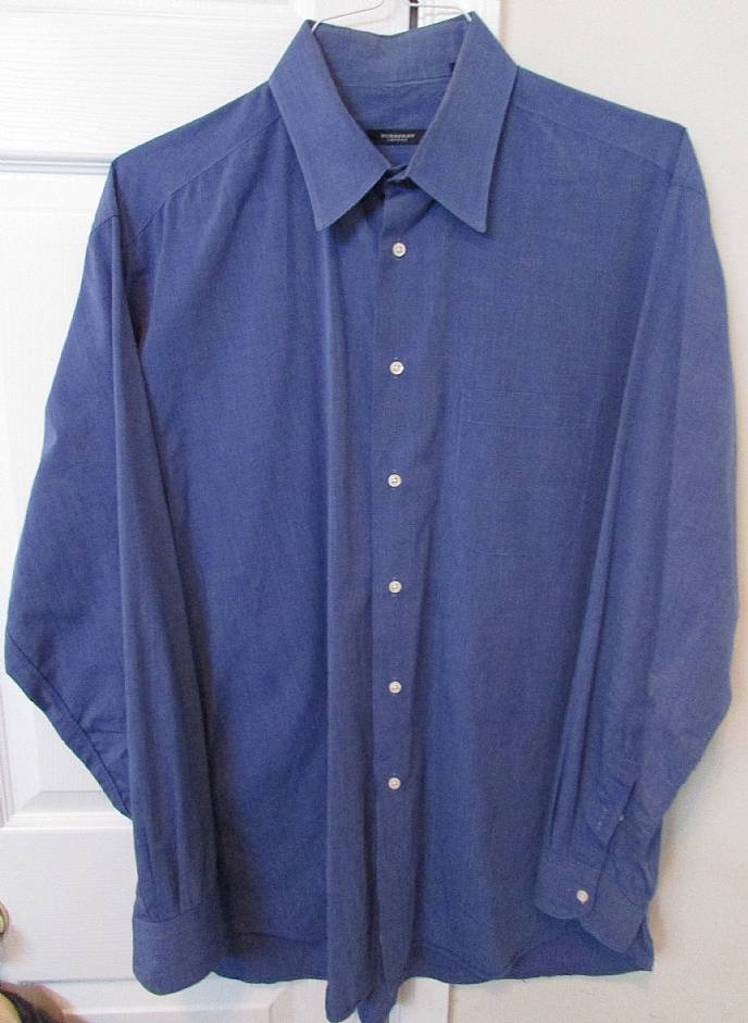 Burberrys London Mens Dress Shirt 16.5/35 Made in USA All Cotton Blue ...