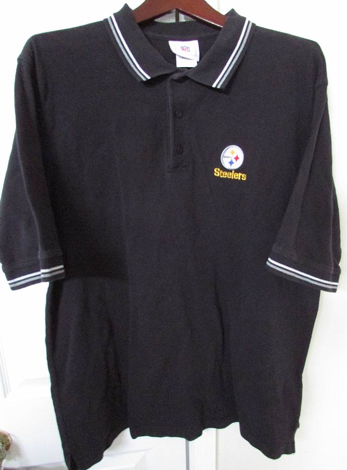 NFL Pittsburgh Steelers Mens Black Polo Golf Shirt Large – RonSusser.com