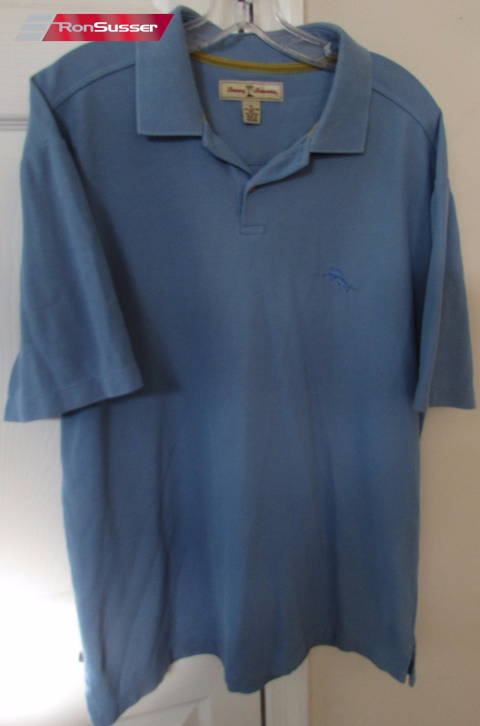 Tommy Bahama Cotton Blend Mens Short Sleeve Polo Golf Shirt Blue XL ...