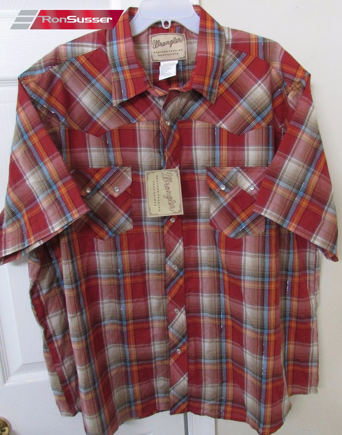 Wrangler Mens Short Sleeve Western Shirt 2XL Great Plaid Design New NWT ...